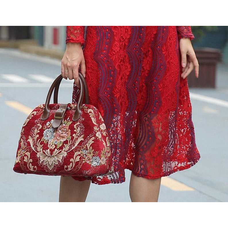 Carpet Purse Floral Wine