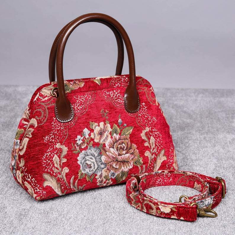 Carpet Handbag Floral Wine