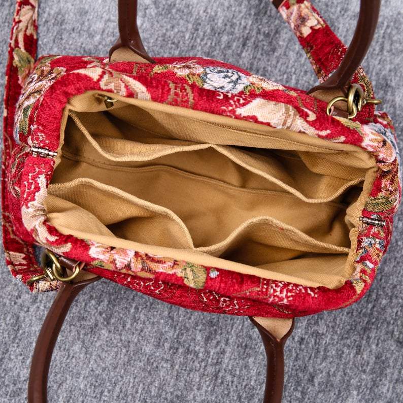 Carpet Handbag Floral Wine