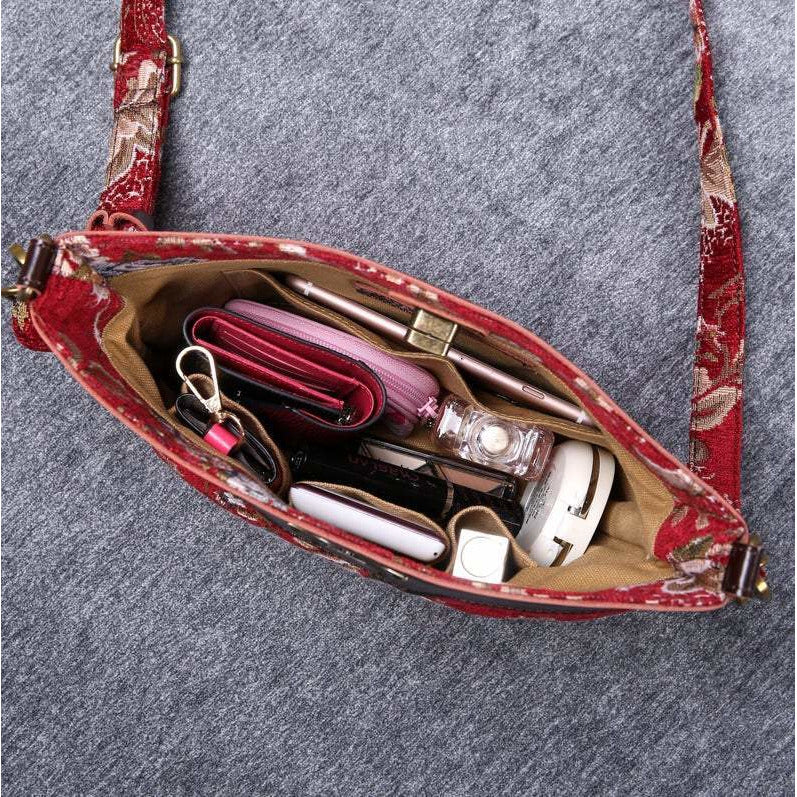 Carpet Crossbody Bag Floral Wine