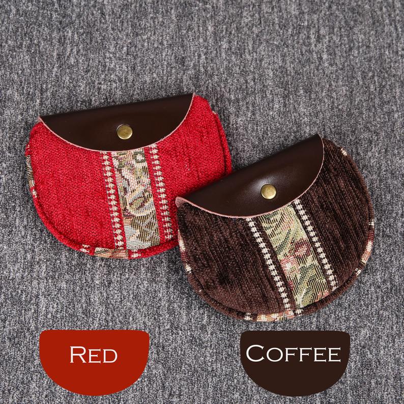 Minimalist Style Leather Carpet Coin Purse<br>Floral Stripes