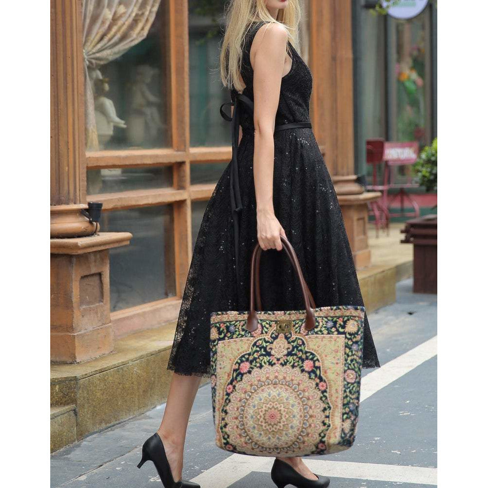 Carpet Tote Oriental Navy
