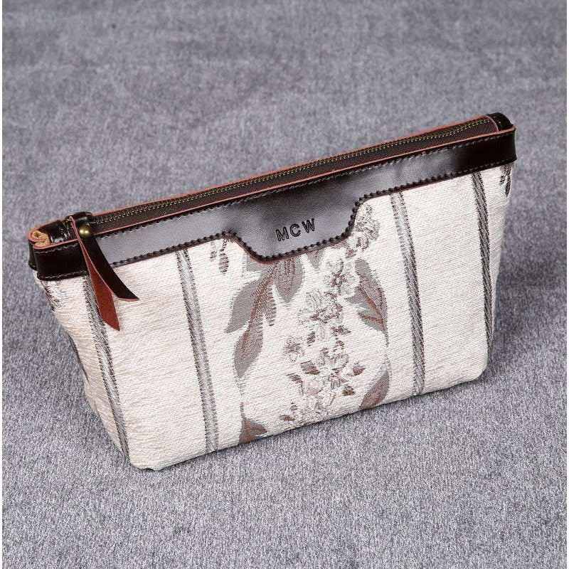 Carpet Makeup Bag Victorian Stripes Cream