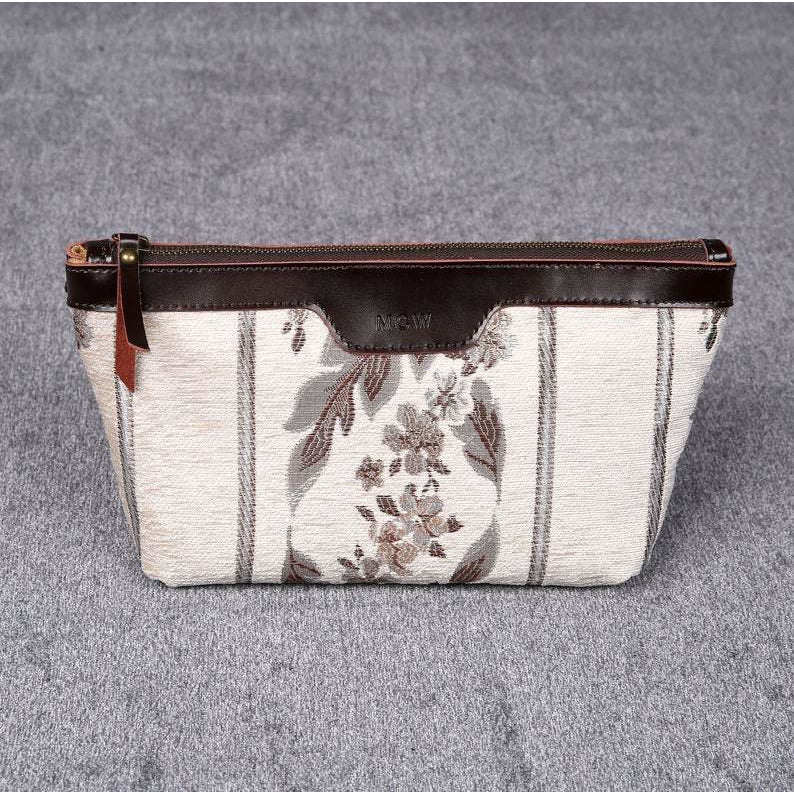 Carpet Makeup Bag Victorian Stripes Cream