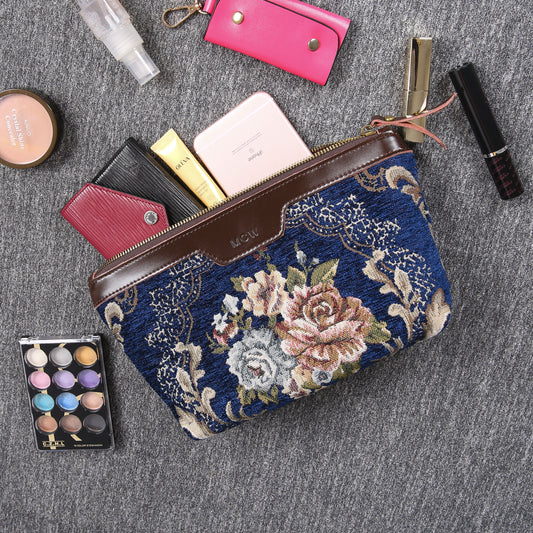 Carpet Makeup Bag Floral Blue