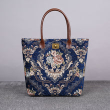 Load image into Gallery viewer, Carpet Tote&lt;br&gt;Floral Blue
