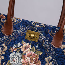Load image into Gallery viewer, Carpet Tote&lt;br&gt;Floral Blue
