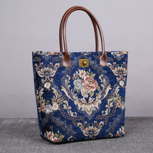 Load image into Gallery viewer, Carpet Tote&lt;br&gt;Floral Blue
