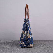 Load image into Gallery viewer, Carpet Tote&lt;br&gt;Floral Blue
