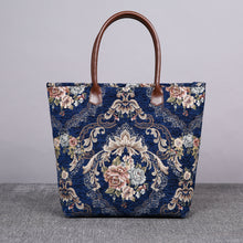 Load image into Gallery viewer, Carpet Tote&lt;br&gt;Floral Blue
