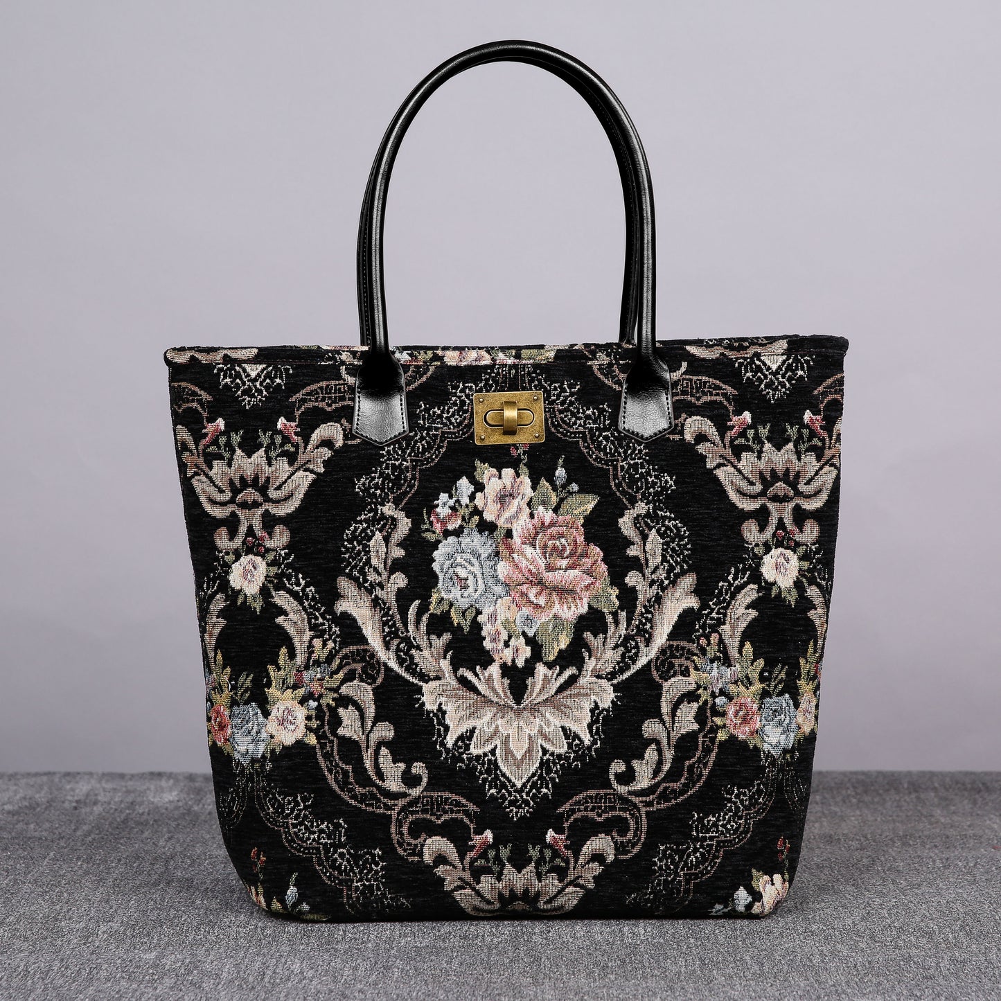 Carpet Tote Floral Black