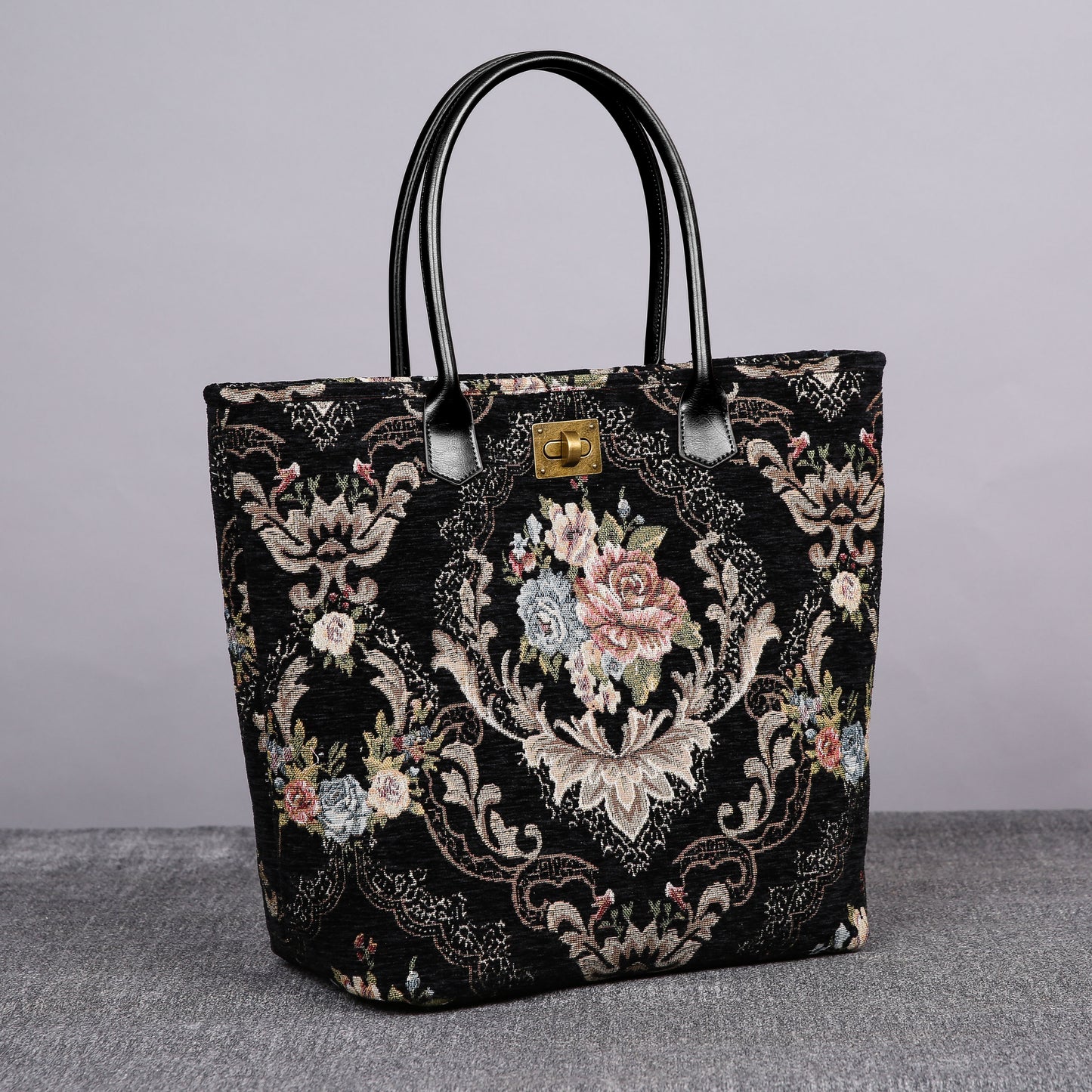 Carpet Tote Floral Black