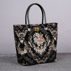 Carpet Tote<br>Floral Black