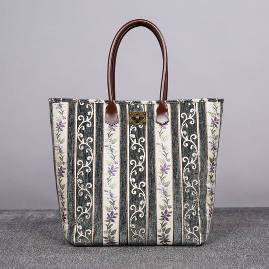 Carpet Tote Victorian Stripes Grass