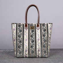 Load image into Gallery viewer, Carpet Tote&lt;br&gt;Victorian Stripes Grass
