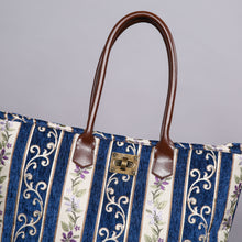 Load image into Gallery viewer, Carpet Tote&lt;br&gt;Victorian Stripes Navy
