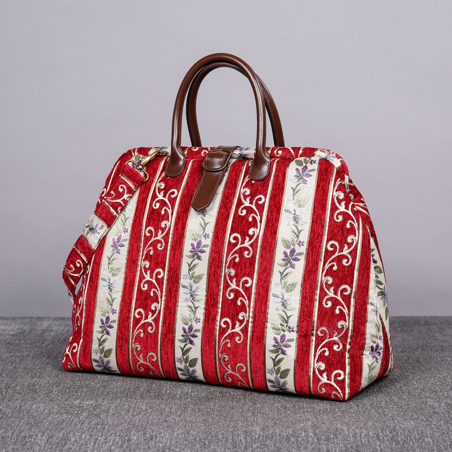 Mary Poppins Carpet Bag Victorian Stripes RED