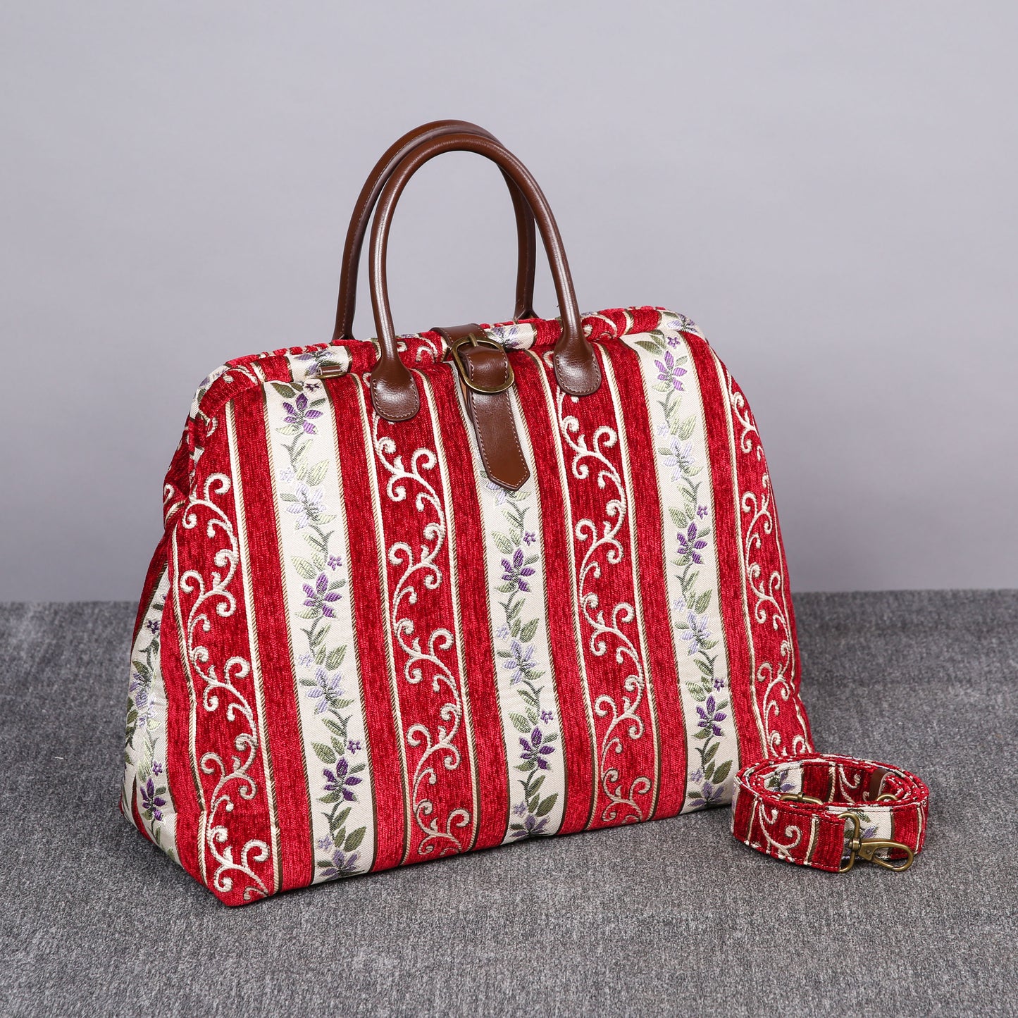 Mary Poppins Carpet Bag Victorian Stripes RED
