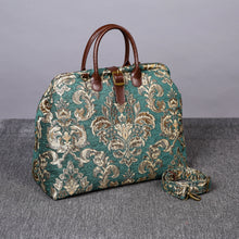 Load image into Gallery viewer, Mary Poppins Carpet Bag&lt;br&gt;Victorian Blossom Green/Gold
