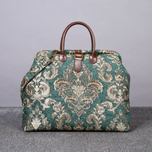 Load image into Gallery viewer, Mary Poppins Carpet Bag&lt;br&gt;Victorian Blossom Green/Gold
