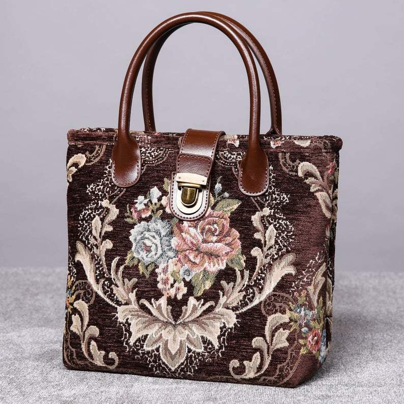 Mini Carpet Tote Floral Coffee