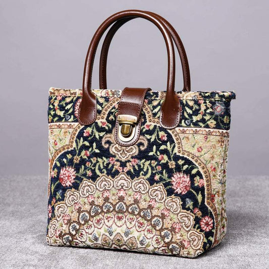 Mini Carpet Tote Oriental Navy