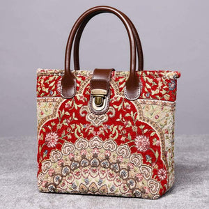 Mini Carpet Tote<br>Oriental Wine