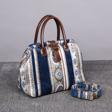 Load image into Gallery viewer, Carpet Purse&lt;br&gt;Ethnic Stripes Navy
