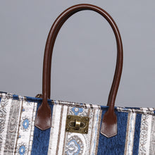 Load image into Gallery viewer, Carpet Tote&lt;br&gt;Ethnic Stripes Navy
