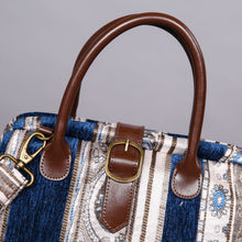 Load image into Gallery viewer, Carpet Purse&lt;br&gt;Ethnic Stripes Navy

