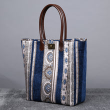 Load image into Gallery viewer, Carpet Tote&lt;br&gt;Ethnic Stripes Navy
