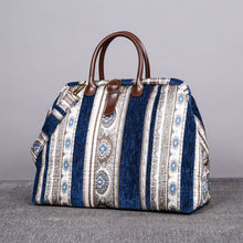 Load image into Gallery viewer, Mary Poppins Carpet Bag&lt;br&gt;Ethnic Stripes Navy
