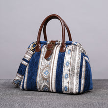 Load image into Gallery viewer, Carpet Purse&lt;br&gt;Ethnic Stripes Navy
