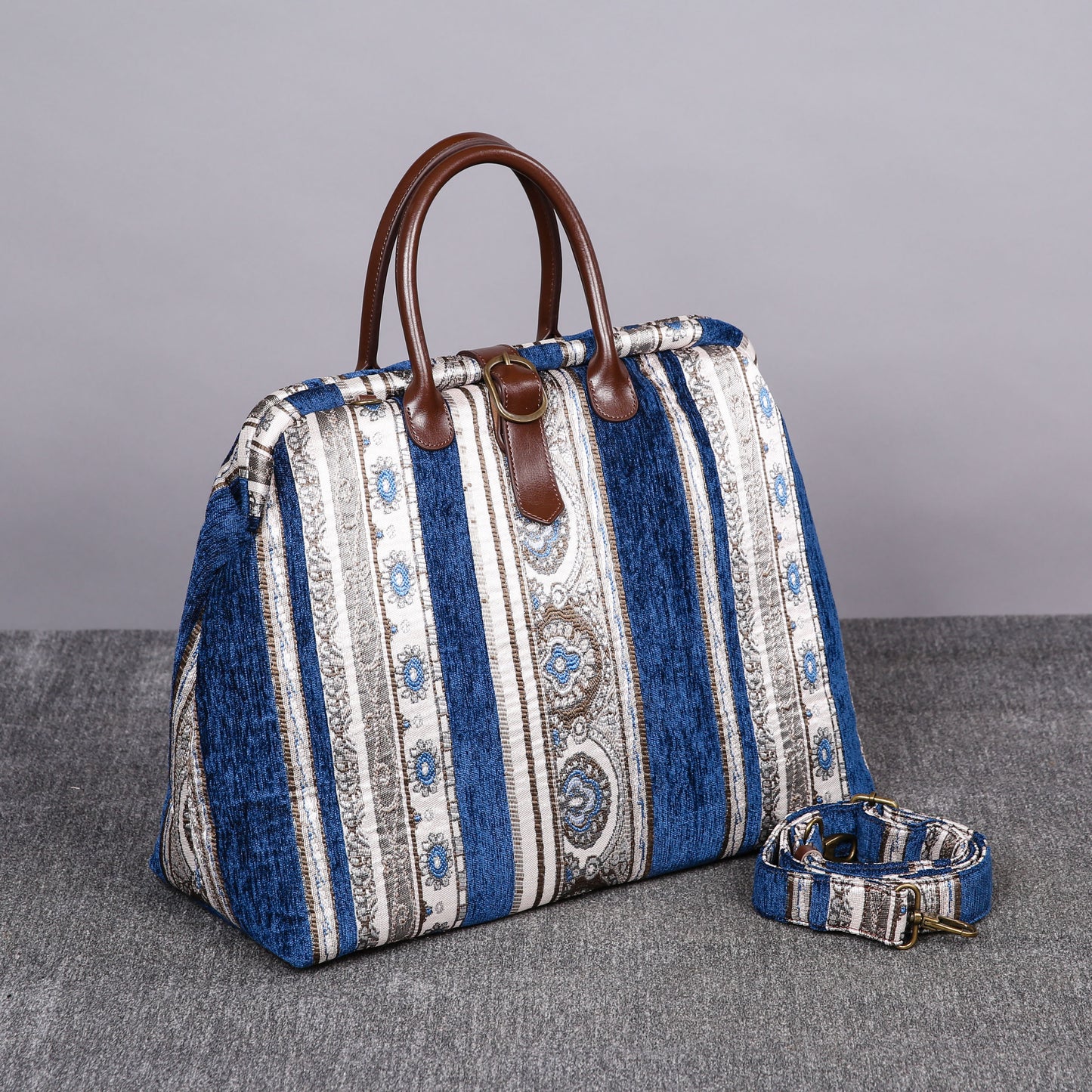 Mary Poppins Carpet Bag Ethnic Stripes Navy
