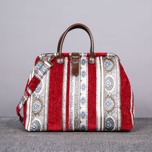 Load image into Gallery viewer, Mary Poppins Carpet Bag&lt;br&gt;Ethnic Stripes Wine

