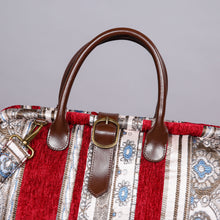 Load image into Gallery viewer, Mary Poppins Carpet Bag&lt;br&gt;Ethnic Stripes Wine
