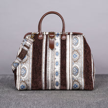 Load image into Gallery viewer, Mary Poppins Carpet Bag&lt;br&gt;Ethnic Stripes Coffee
