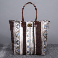 Load image into Gallery viewer, Carpet Tote&lt;br&gt;Ethnic Stripes Coffee
