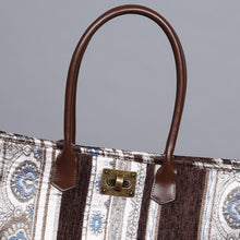Load image into Gallery viewer, Carpet Tote&lt;br&gt;Ethnic Stripes Coffee
