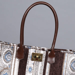 Carpet Tote<br>Ethnic Stripes Coffee