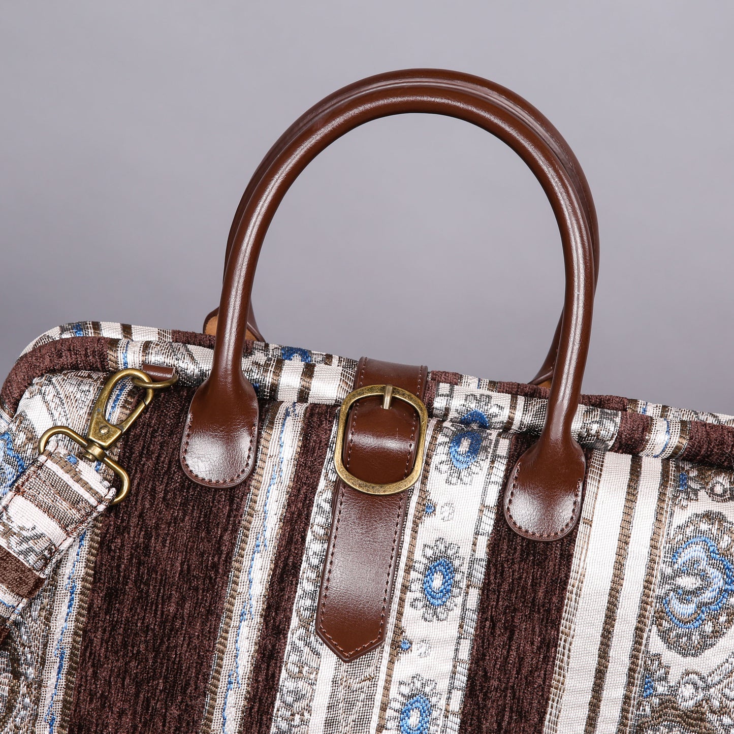 Mary Poppins Carpet Bag Ethnic Stripes Coffee