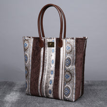 Load image into Gallery viewer, Carpet Tote&lt;br&gt;Ethnic Stripes Coffee

