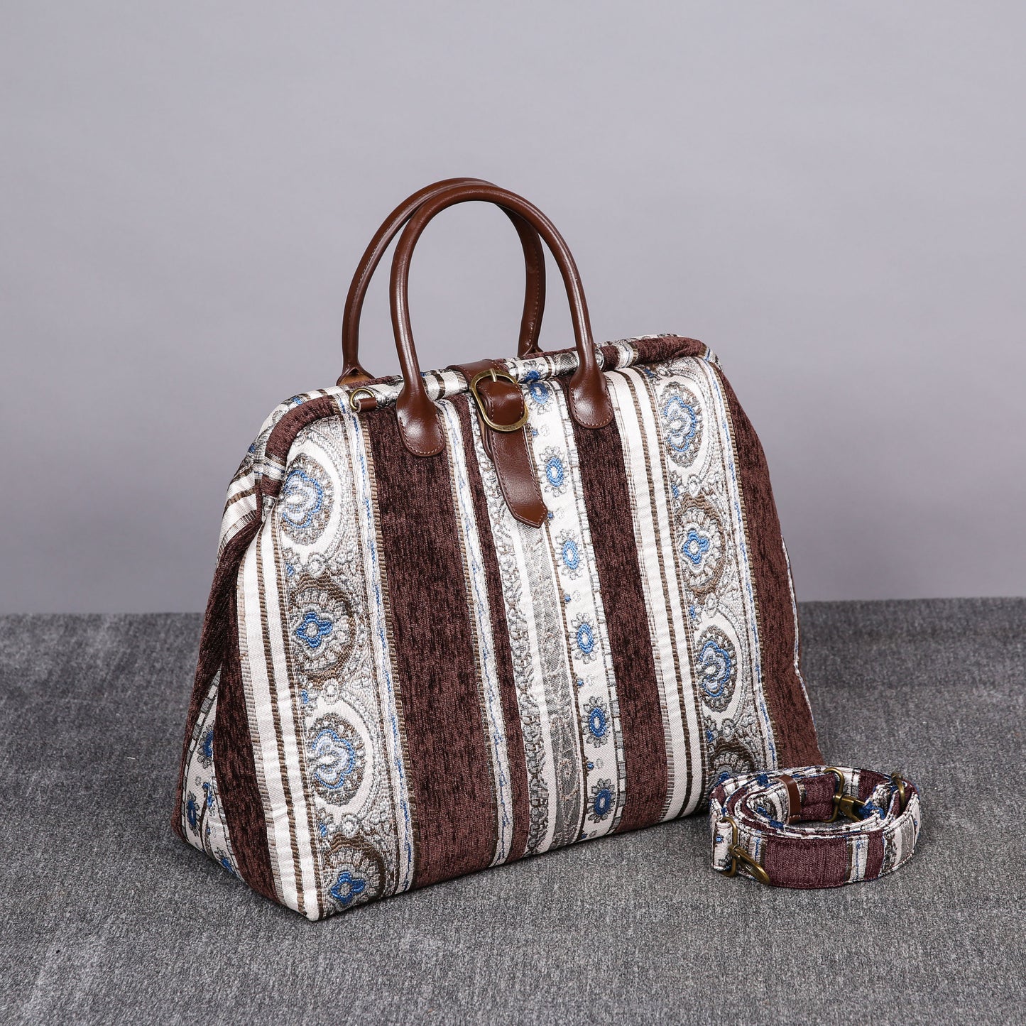 Mary Poppins Carpet Bag Ethnic Stripes Coffee