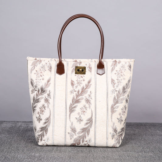 Carpet Tote Victorian Stripes Cream