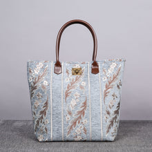 Load image into Gallery viewer, Carpet Tote&lt;br&gt;Victorian Stripes Blue
