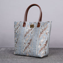 Load image into Gallery viewer, Carpet Tote&lt;br&gt;Victorian Stripes Blue
