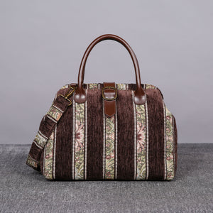 Carpet Purse<br>Floral Stripes Coffee
