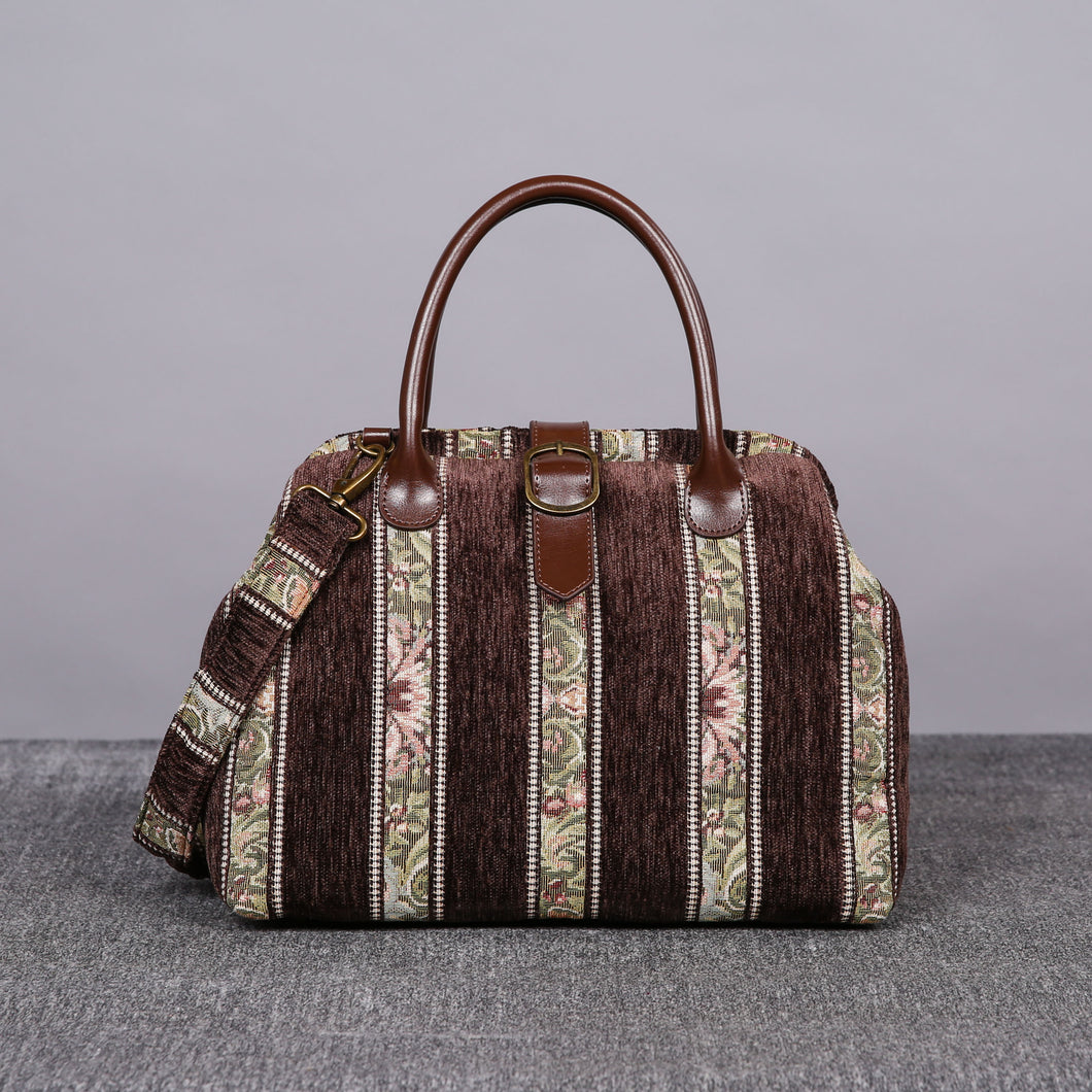 Carpet Purse<br>Floral Stripes Coffee
