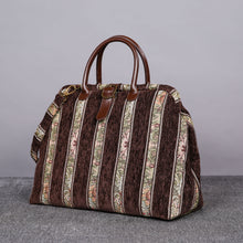 Load image into Gallery viewer, Mary Poppins Carpet Bag&lt;br&gt;Floral Stripes Coffee
