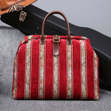 Load image into Gallery viewer, Mary Poppins Carpet Bag&lt;br&gt;Floral Stripes Red
